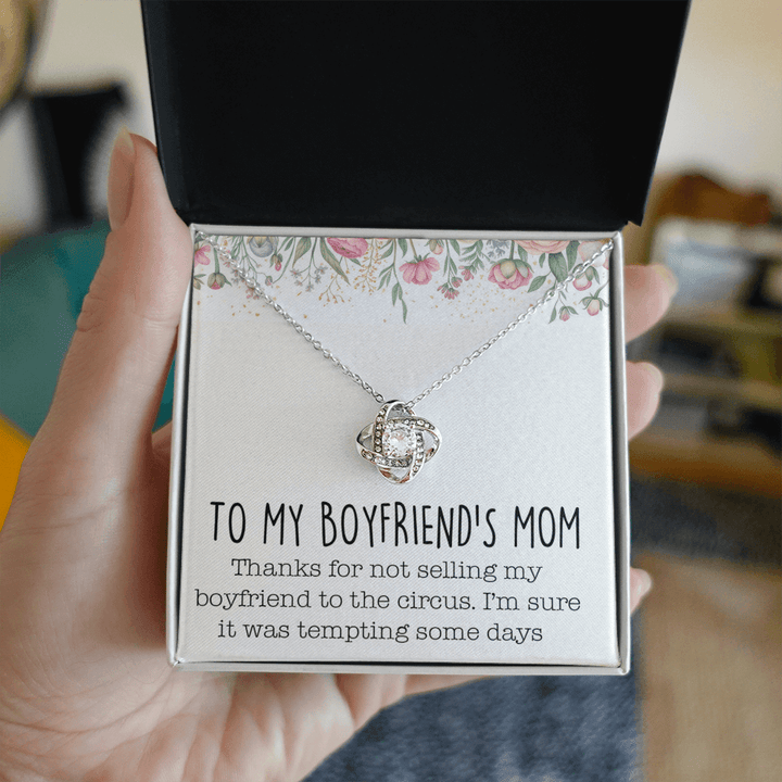 Gift for Boyfriend's Mom - Love Knot Necklace with Message Card - The Love Sparkle