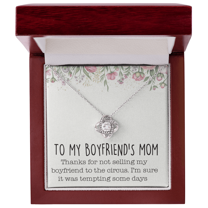 Gift for Boyfriend's Mom - Love Knot Necklace with Message Card - The Love Sparkle