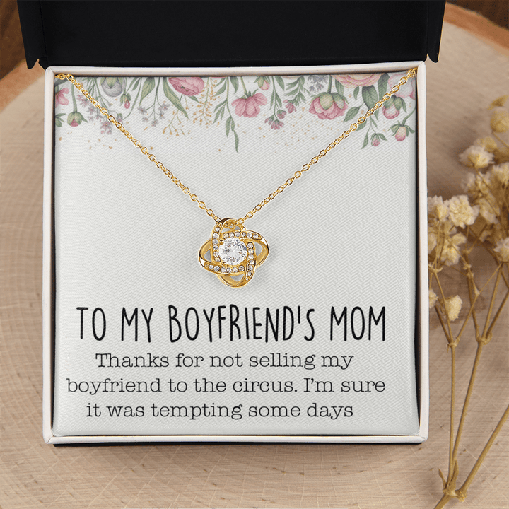 Gift for Boyfriend's Mom - Love Knot Necklace with Message Card - The Love Sparkle