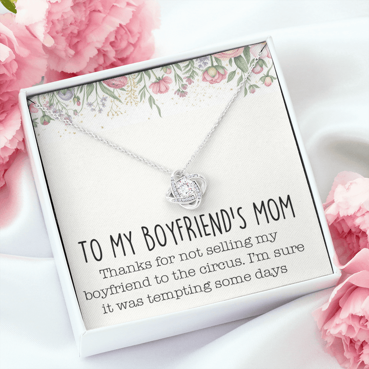 Gift for Boyfriend's Mom - Love Knot Necklace with Message Card - The Love Sparkle