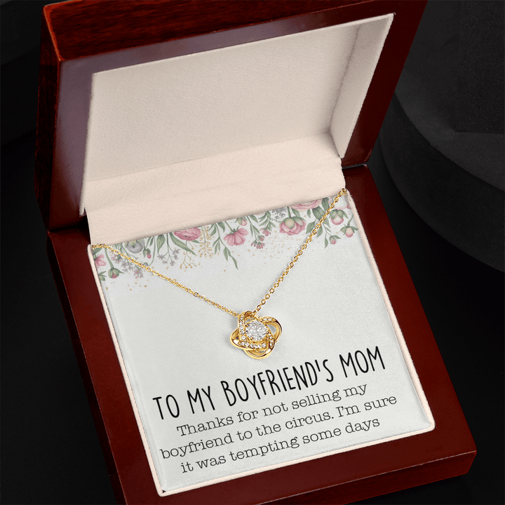 Gift for Boyfriend's Mom - Love Knot Necklace with Message Card - The Love Sparkle
