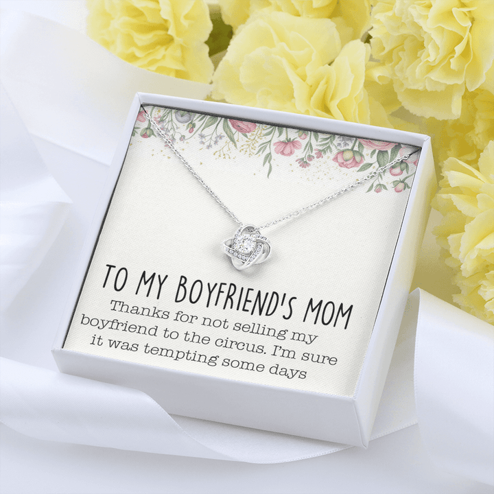 Gift for Boyfriend's Mom - Love Knot Necklace with Message Card - The Love Sparkle