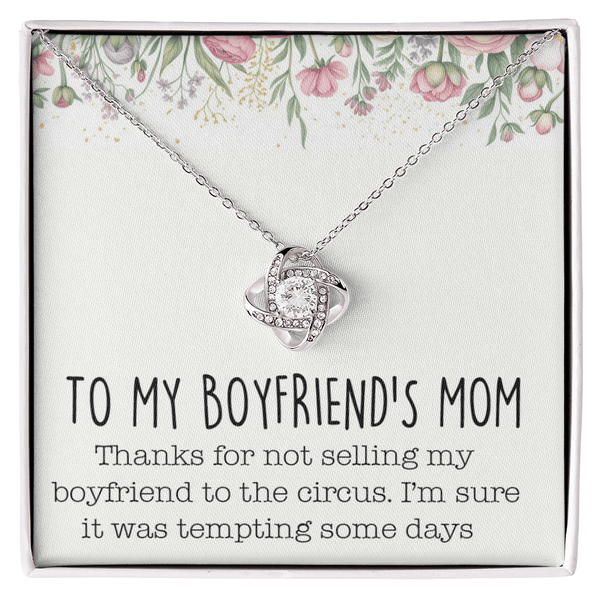 Gift for Boyfriend's Mom - Love Knot Necklace with Message Card - The Love Sparkle