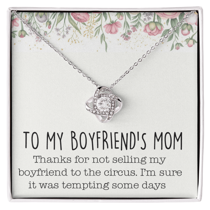 Gift for Boyfriend's Mom - Love Knot Necklace with Message Card - The Love Sparkle
