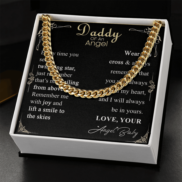 Gift for Dad - Cuban Link Chain - Angel Baby Remembrance Gift for Dad - The Love Sparkle