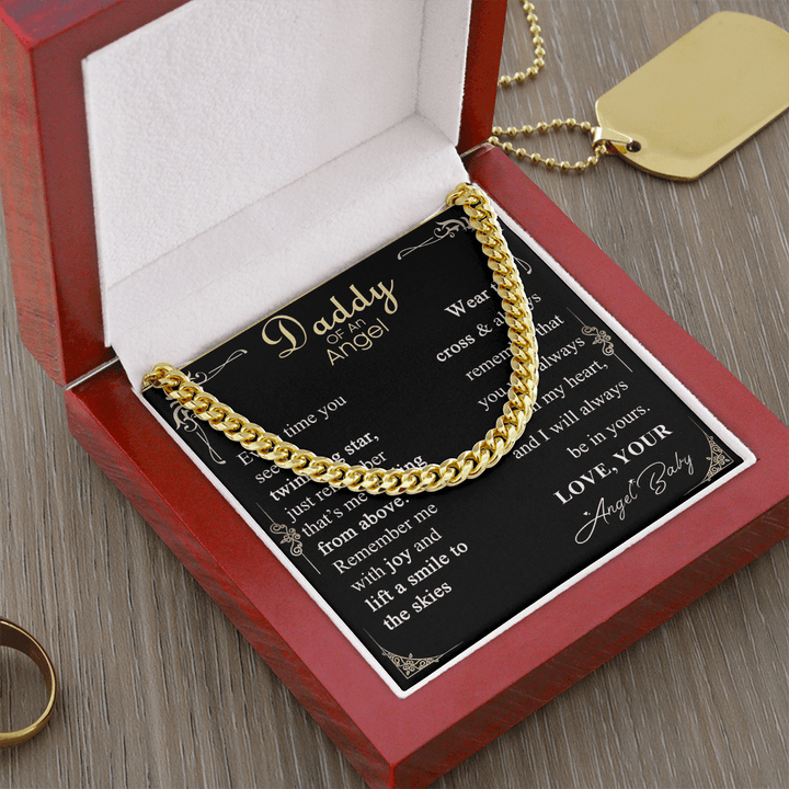 Gift for Dad - Cuban Link Chain - Angel Baby Remembrance Gift for Dad - The Love Sparkle