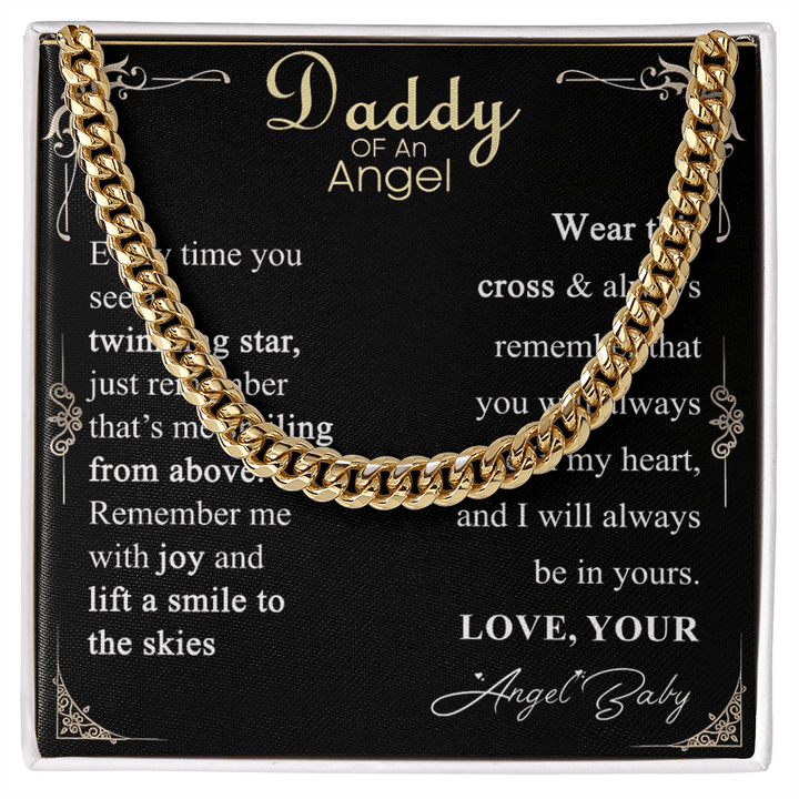 Gift for Dad - Cuban Link Chain - Angel Baby Remembrance Gift for Dad - The Love Sparkle