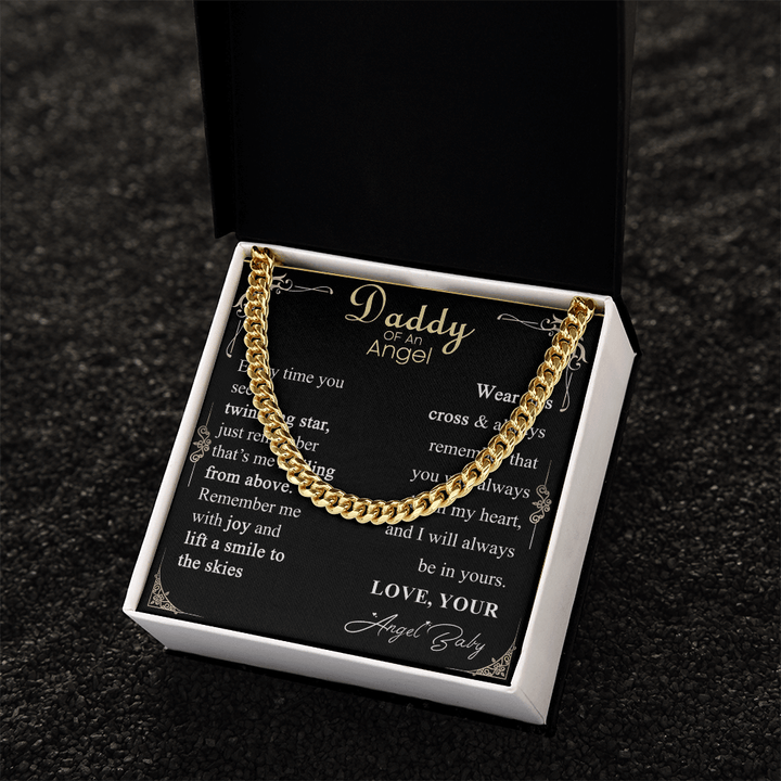 Gift for Dad - Cuban Link Chain - Angel Baby Remembrance Gift for Dad - The Love Sparkle
