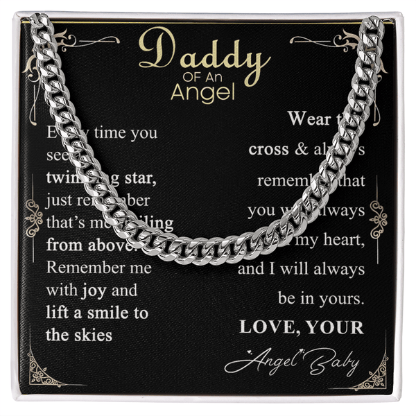 Gift for Dad - Cuban Link Chain - Angel Baby Remembrance Gift for Dad - The Love Sparkle