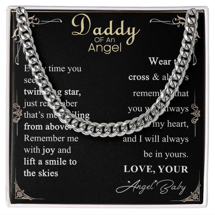 Gift for Dad - Cuban Link Chain - Angel Baby Remembrance Gift for Dad - The Love Sparkle