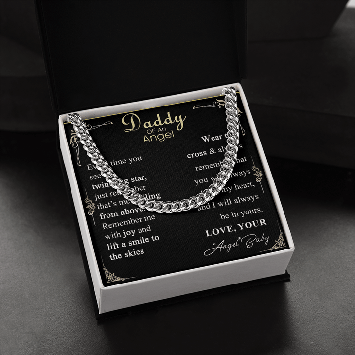 Gift for Dad - Cuban Link Chain - Angel Baby Remembrance Gift for Dad - The Love Sparkle