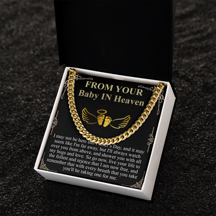 Gift for Dad - Cuban Link Chain - "From Your Baby in Heaven" Gift - The Love Sparkle