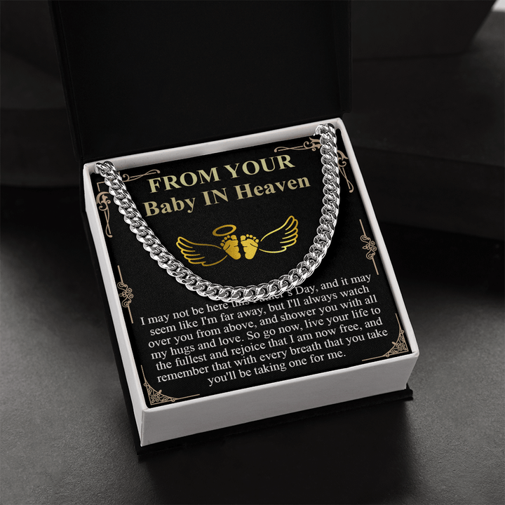 Gift for Dad - Cuban Link Chain - "From Your Baby in Heaven" Gift - The Love Sparkle