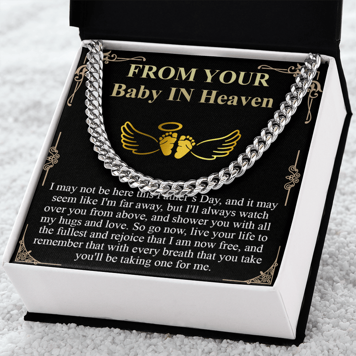 Gift for Dad - Cuban Link Chain - "From Your Baby in Heaven" Gift - The Love Sparkle