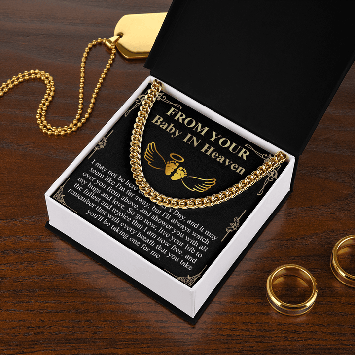 Gift for Dad - Cuban Link Chain - "From Your Baby in Heaven" Gift - The Love Sparkle