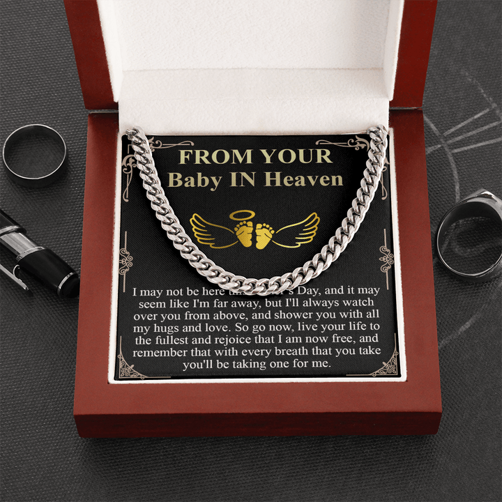 Gift for Dad - Cuban Link Chain - "From Your Baby in Heaven" Gift - The Love Sparkle