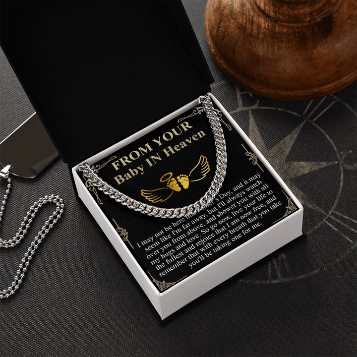 Gift for Dad - Cuban Link Chain - "From Your Baby in Heaven" Gift - The Love Sparkle