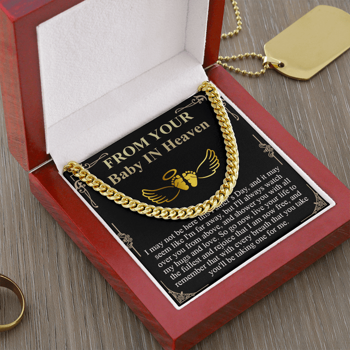 Gift for Dad - Cuban Link Chain - "From Your Baby in Heaven" Gift - The Love Sparkle