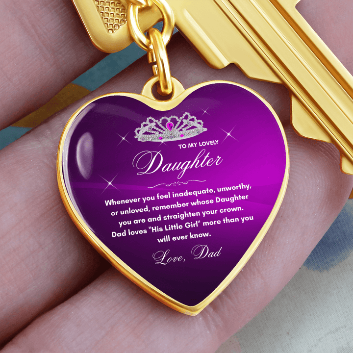 Gift for Daughter from Dad - "Her Little Girl" Graphic Heart Keychain, A Daily Keepsake - The Love Sparkle