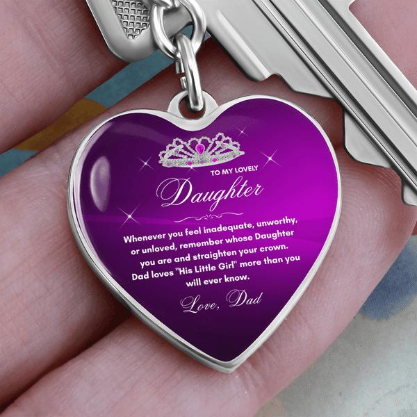 Gift for Daughter from Dad - "Her Little Girl" Graphic Heart Keychain, A Daily Keepsake - The Love Sparkle