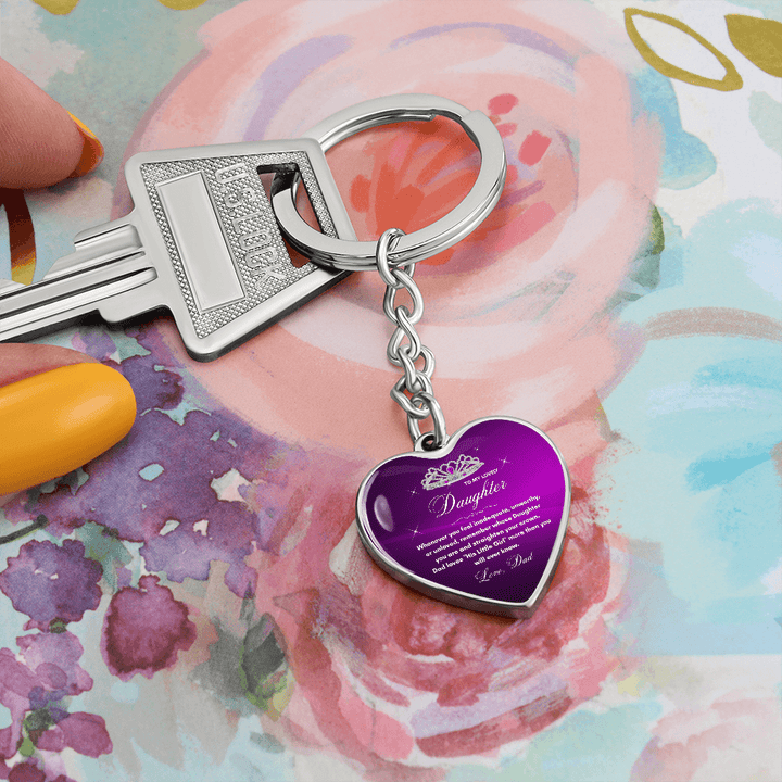 Gift for Daughter from Dad - "Her Little Girl" Graphic Heart Keychain, A Daily Keepsake - The Love Sparkle