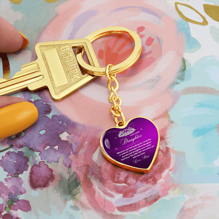 Gift for Daughter from Dad - "Her Little Girl" Graphic Heart Keychain, A Daily Keepsake - The Love Sparkle