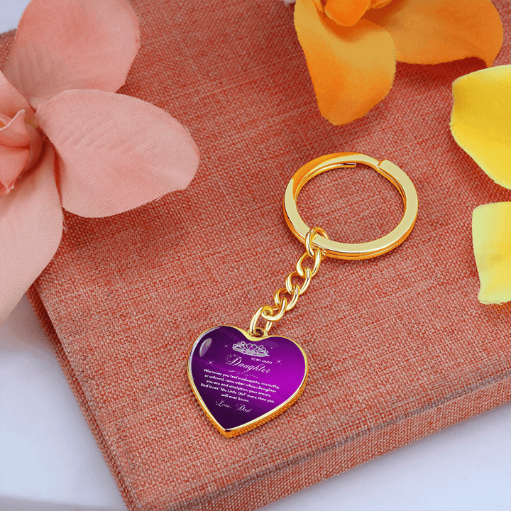 Gift for Daughter from Dad - "Her Little Girl" Graphic Heart Keychain, A Daily Keepsake - The Love Sparkle