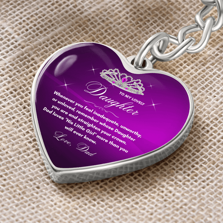 Gift for Daughter from Dad - "Her Little Girl" Graphic Heart Keychain, A Daily Keepsake - The Love Sparkle
