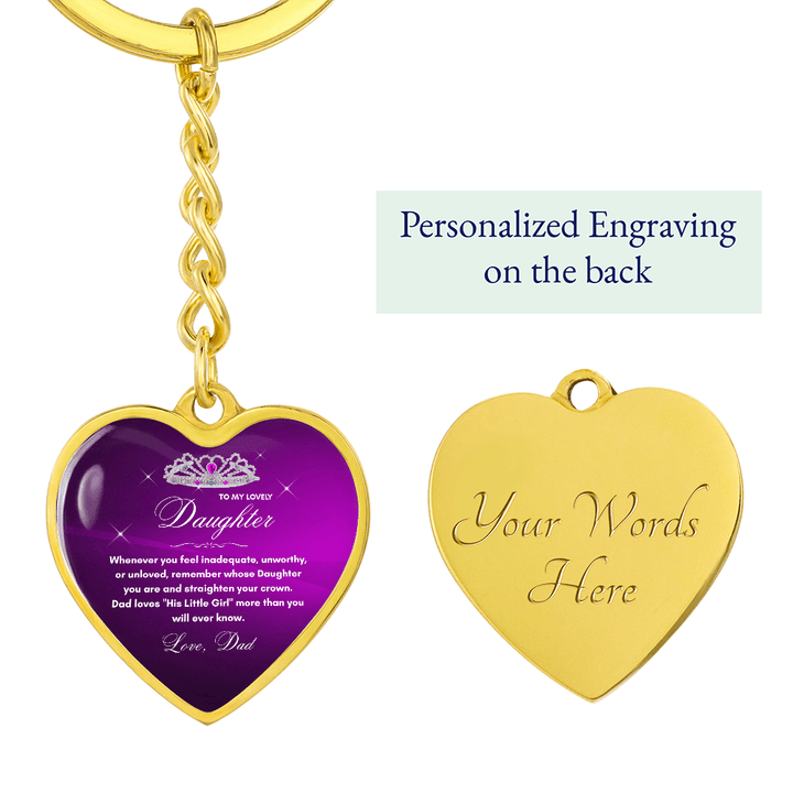 Gift for Daughter from Dad - "Her Little Girl" Graphic Heart Keychain, A Daily Keepsake - The Love Sparkle