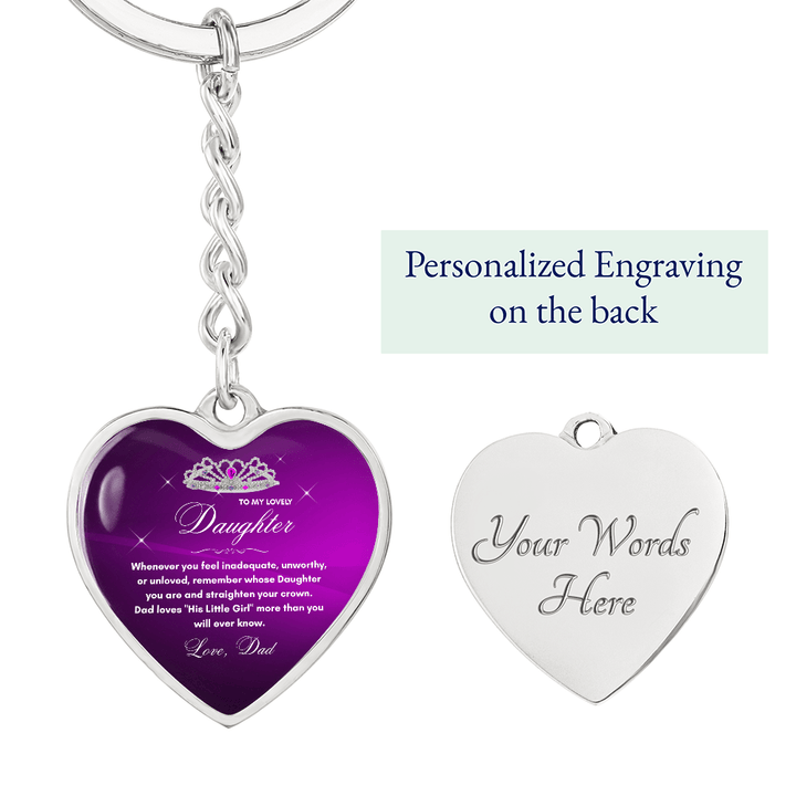 Gift for Daughter from Dad - "Her Little Girl" Graphic Heart Keychain, A Daily Keepsake - The Love Sparkle