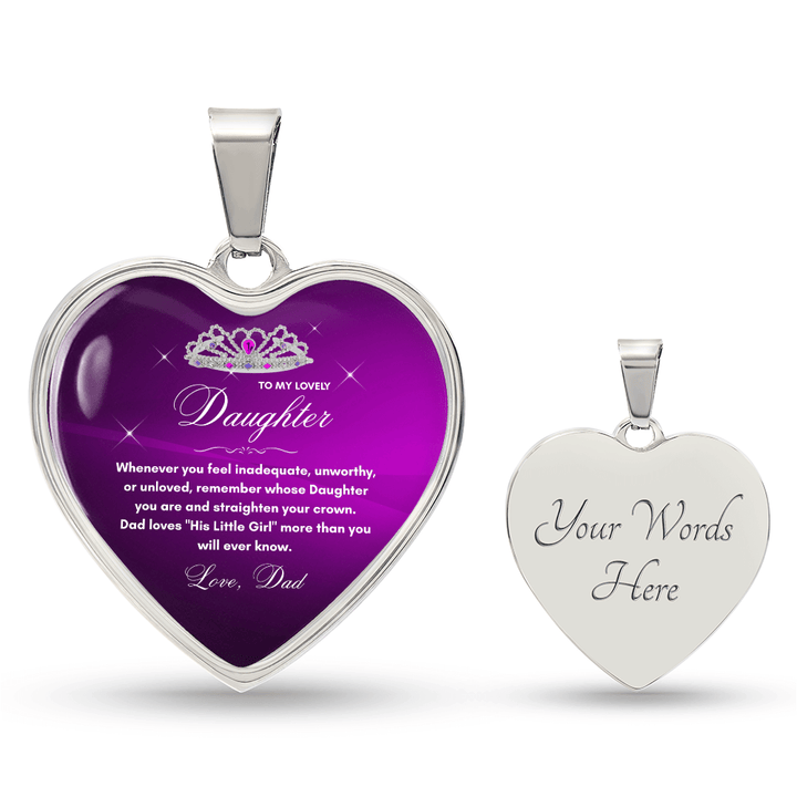 Gift for Daughter from Dad - "His Little Girl" Luxury Heart Necklace with Empowering Message - The Love Sparkle