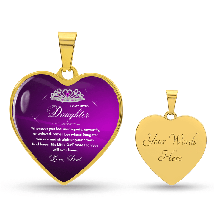 Gift for Daughter from Dad - "His Little Girl" Luxury Heart Necklace with Empowering Message - The Love Sparkle