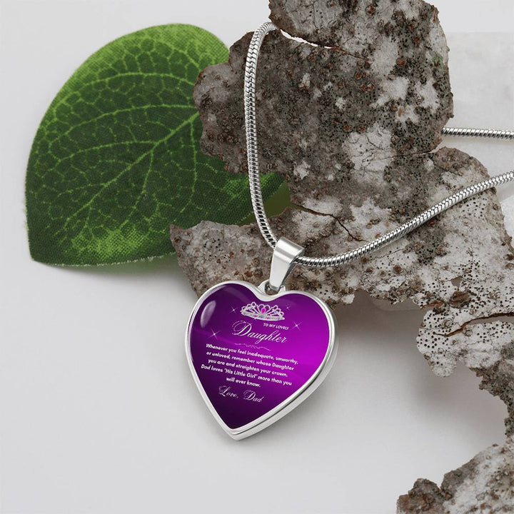 Gift for Daughter from Dad - "His Little Girl" Luxury Heart Necklace with Empowering Message - The Love Sparkle