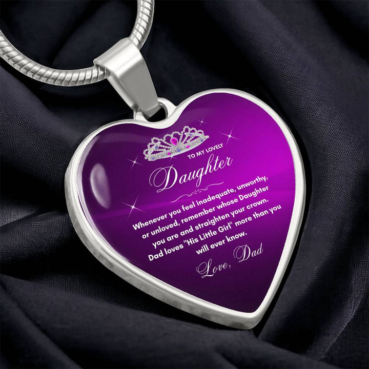 Gift for Daughter from Dad - "His Little Girl" Luxury Heart Necklace with Empowering Message - The Love Sparkle