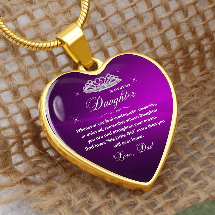 Gift for Daughter from Dad - "His Little Girl" Luxury Heart Necklace with Empowering Message - The Love Sparkle