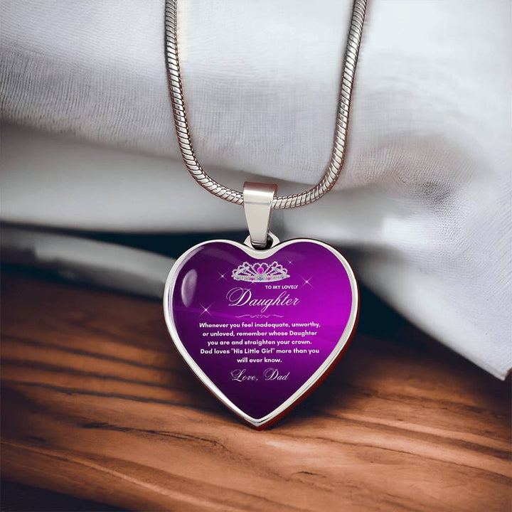 Gift for Daughter from Dad - "His Little Girl" Luxury Heart Necklace with Empowering Message - The Love Sparkle