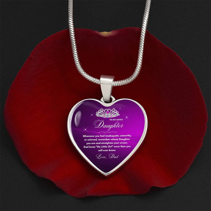 Gift for Daughter from Dad - "His Little Girl" Luxury Heart Necklace with Empowering Message - The Love Sparkle