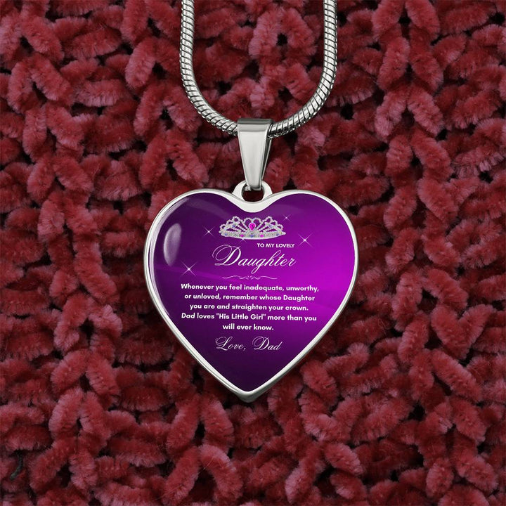 Gift for Daughter from Dad - "His Little Girl" Luxury Heart Necklace with Empowering Message - The Love Sparkle