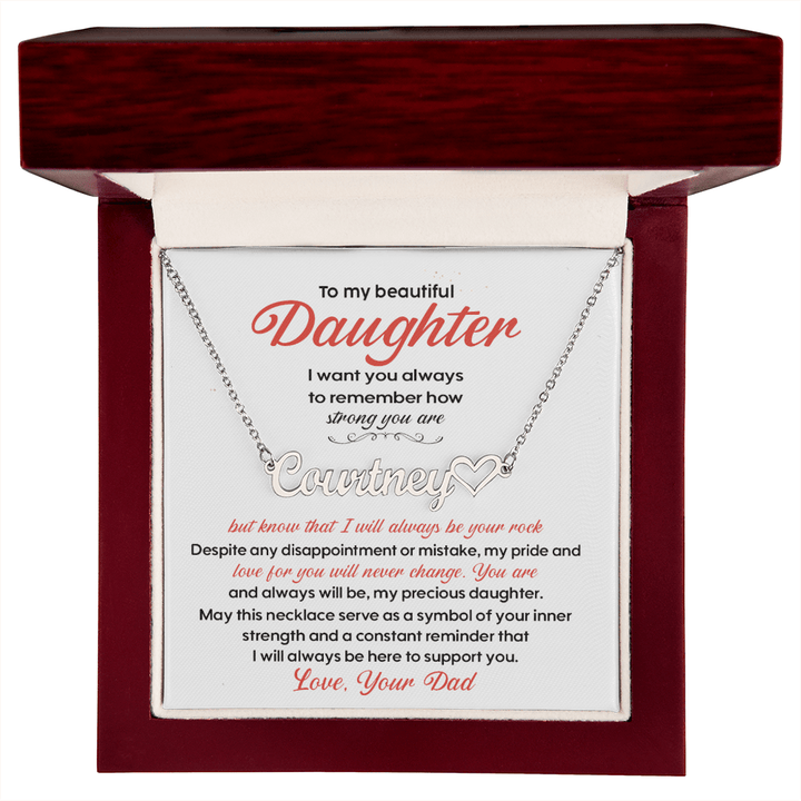 Gift for Daughter from Dad - Personalized Heart Name Necklace - The Love Sparkle