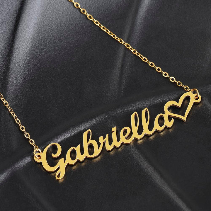 Gift for Daughter from Dad - Personalized Heart Name Necklace - The Love Sparkle