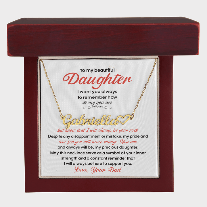 Gift for Daughter from Dad - Personalized Heart Name Necklace - The Love Sparkle
