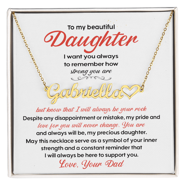 Gift for Daughter from Dad - Personalized Heart Name Necklace - The Love Sparkle