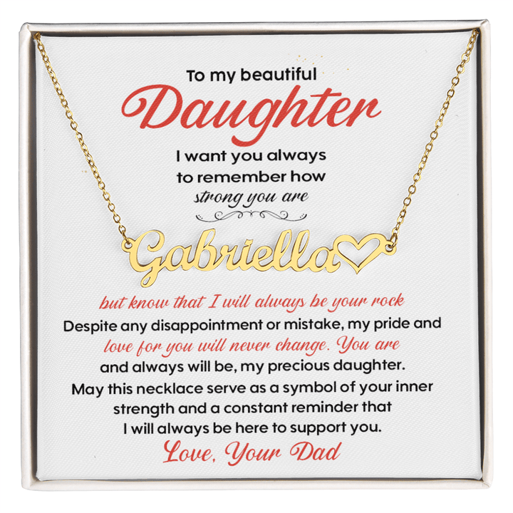 Gift for Daughter from Dad - Personalized Heart Name Necklace - The Love Sparkle