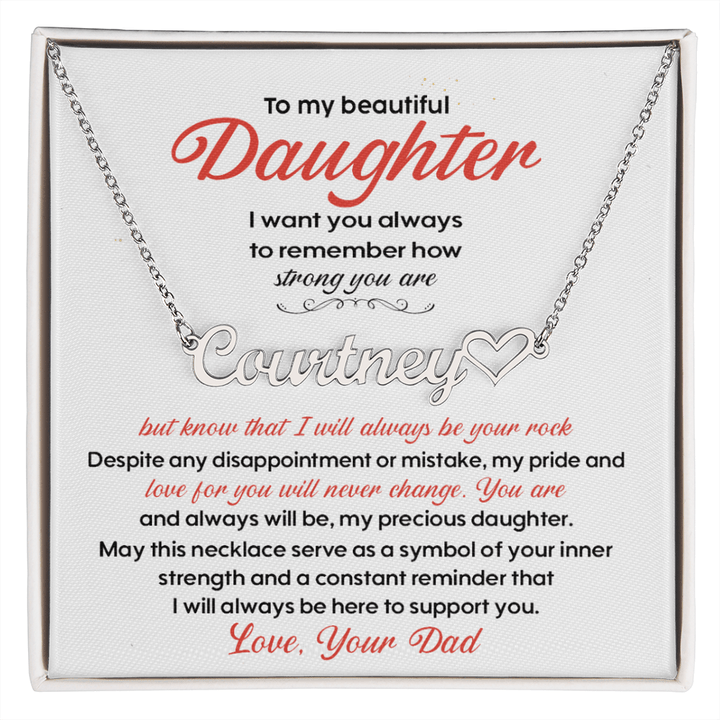 Gift for Daughter from Dad - Personalized Heart Name Necklace - The Love Sparkle