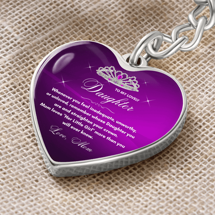 Gift for Daughter from Mom - "Her Little Girl" Graphic Heart Keychain, A Daily Keepsake - The Love Sparkle