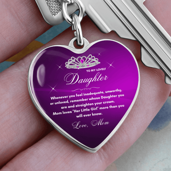 Gift for Daughter from Mom - "Her Little Girl" Graphic Heart Keychain, A Daily Keepsake - The Love Sparkle