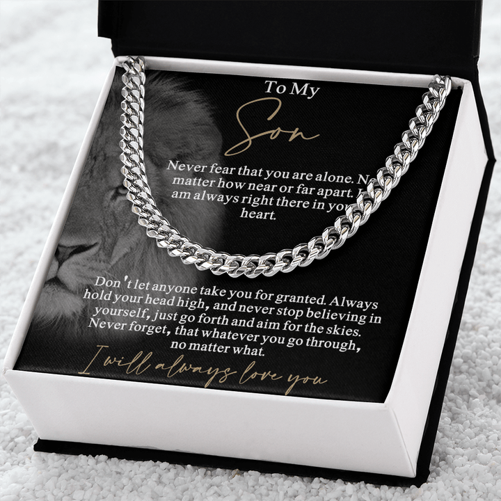 Gift for Son from Mom/Dad - Cuban Link Chain - "I Will Always Love You" Son Gift - The Love Sparkle