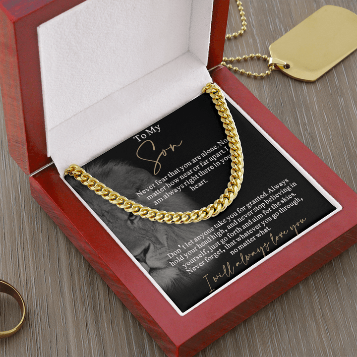 Gift for Son from Mom/Dad - Cuban Link Chain - "I Will Always Love You" Son Gift - The Love Sparkle