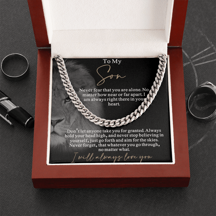 Gift for Son from Mom/Dad - Cuban Link Chain - "I Will Always Love You" Son Gift - The Love Sparkle
