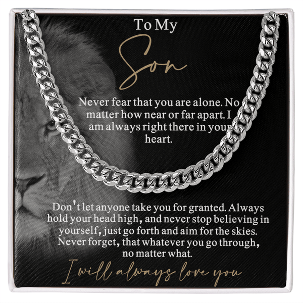 Gift for Son from Mom/Dad - Cuban Link Chain - "I Will Always Love You" Son Gift - The Love Sparkle